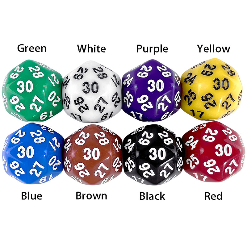 Digitálne kocky D30, 8 ks pre DND RPG, hracie kocky DRAGONS, 8 farieb