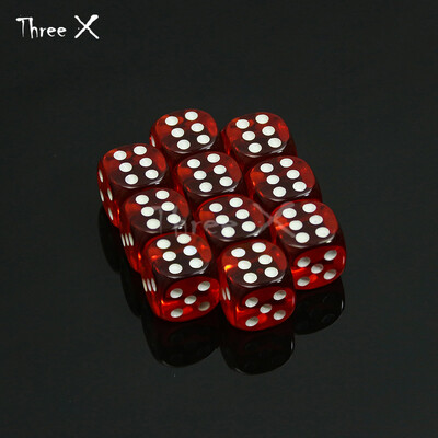 10 farieb farebných 14 mm 10 ks/sada čírych štandardných bodiek D6 kocky, 6-stranné hazardné hry na stolové hry s pitím