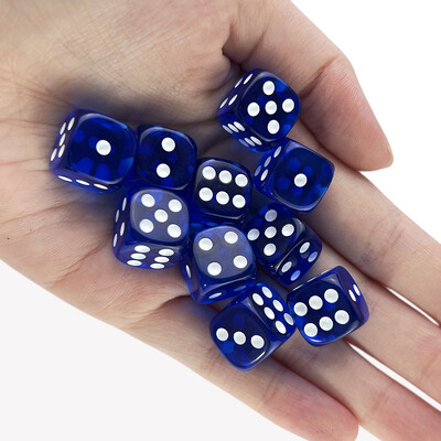 10 farieb farebných 14 mm 10 ks/sada čírych štandardných bodiek D6 kocky, 6-stranné hazardné hry na stolové hry s pitím