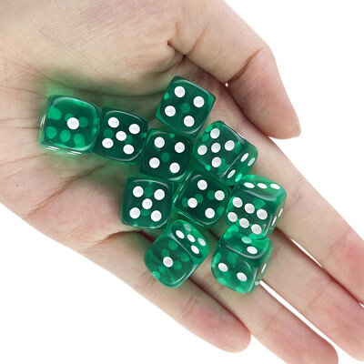 10 farieb farebných 14 mm 10 ks/sada čírych štandardných bodiek D6 kocky, 6-stranné hazardné hry na stolové hry s pitím