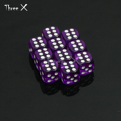 10 farieb farebných 14 mm 10 ks/sada čírych štandardných bodiek D6 kocky, 6-stranné hazardné hry na stolové hry s pitím