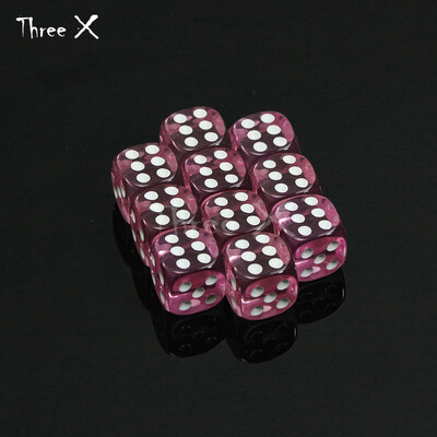 10 farieb farebných 14 mm 10 ks/sada čírych štandardných bodiek D6 kocky, 6-stranné hazardné hry na stolové hry s pitím