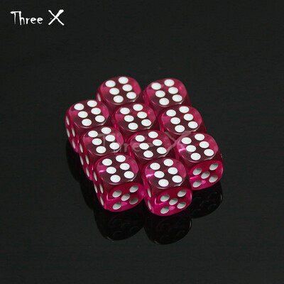 10 farieb farebných 14 mm 10 ks/sada čírych štandardných bodiek D6 kocky, 6-stranné hazardné hry na stolové hry s pitím