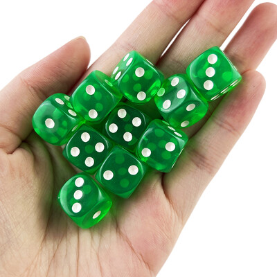 10 farieb farebných 14 mm 10 ks/sada čírych štandardných bodiek D6 kocky, 6-stranné hazardné hry na stolové hry s pitím