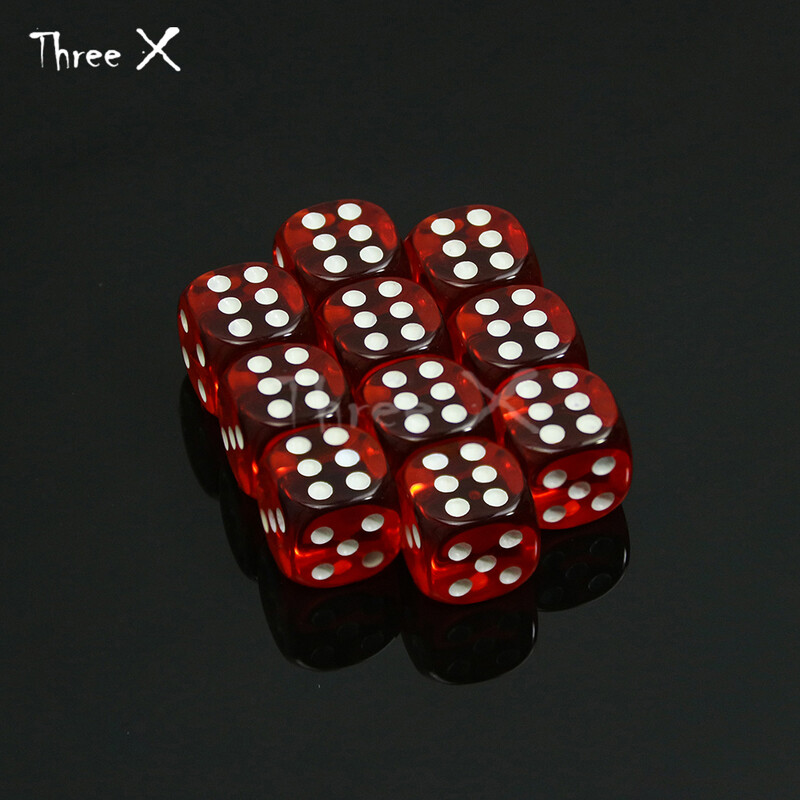 10 farieb farebných 14 mm 10 ks/sada čírych štandardných bodiek D6 kocky, 6-stranné hazardné hry na stolové hry s pitím