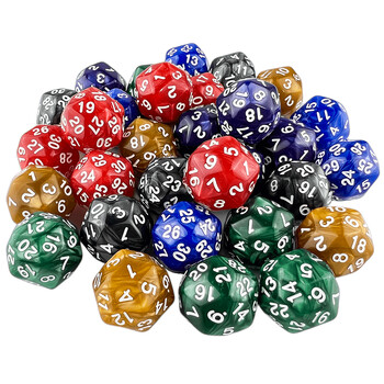 D30 Digital Marble Effect Dice 6 τμχ για μαθηματικά DND RPG, παιχνίδι DRAGONS Dice, 6 χρώματα