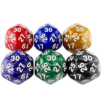 D30 Digital Marble Effect Dice 6 τμχ για μαθηματικά DND RPG, παιχνίδι DRAGONS Dice, 6 χρώματα