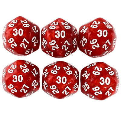 D30 Digitálne kocky s mramorovým efektom, 6 ks pre matematické DND RPG, hracie kocky DRAGONS, 6 farieb