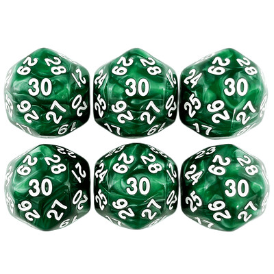 D30 Digitálne kocky s mramorovým efektom, 6 ks pre matematické DND RPG, hracie kocky DRAGONS, 6 farieb