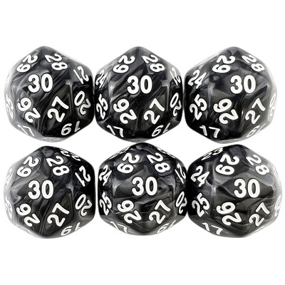 D30 Digitálne kocky s mramorovým efektom, 6 ks pre matematické DND RPG, hracie kocky DRAGONS, 6 farieb