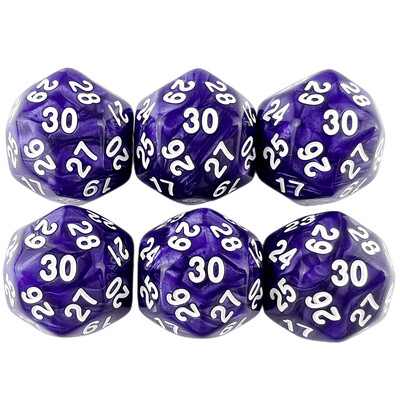 D30 Digitálne kocky s mramorovým efektom, 6 ks pre matematické DND RPG, hracie kocky DRAGONS, 6 farieb