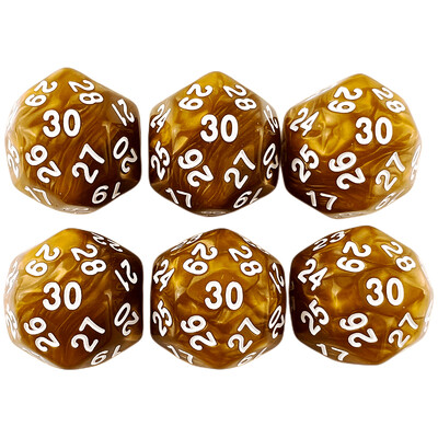D30 Digitálne kocky s mramorovým efektom, 6 ks pre matematické DND RPG, hracie kocky DRAGONS, 6 farieb