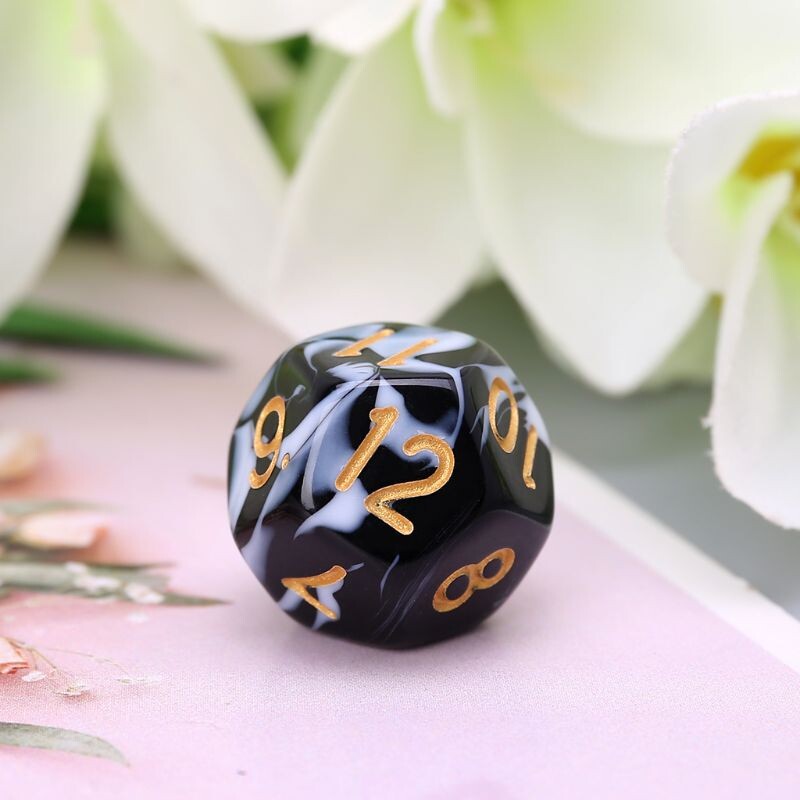 7 buc/set zaruri poliedrice alb-negru pentru DND TRPG Set de zaruri digitale pentru petrecere de familie, divertisment, joc de masă, consumabile pentru jocuri de masă