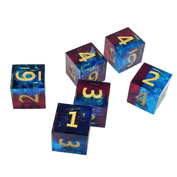 6Pcs Изящни Polyhedron Mold Resin Dices Set Multicolour Retro Number Portable Toys DND RPG TRPG Party Board Games