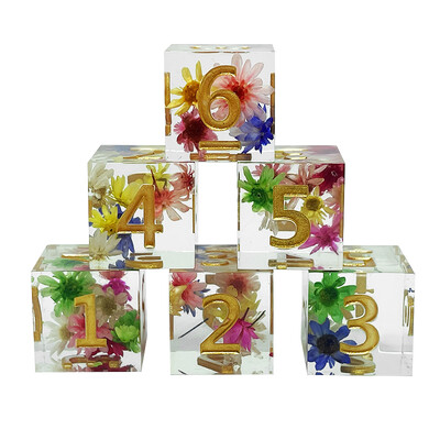 6Pcs Изящни Polyhedron Mold Resin Dices Set Multicolour Retro Number Portable Toys DND RPG TRPG Party Board Games