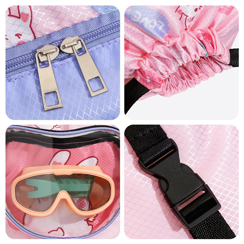 Rucsac multifuncțional cu șnur, geantă de înot cu desene animate, organizator de pantofi, geantă separată uscată și umedă, geantă portabilă de umăr pentru plajă