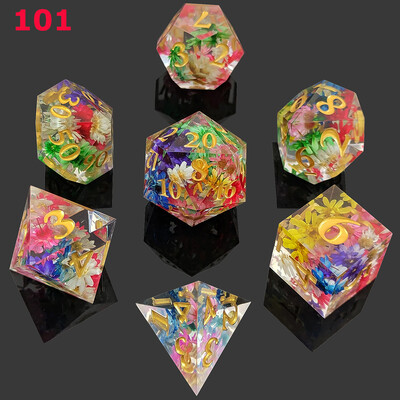 DND Transparent Sharp Edge Number Polyhedral Resin Dice Set D+D Dice Set za igranje uloga Dungeon and Dragon Pathfinder (RPG)MTG