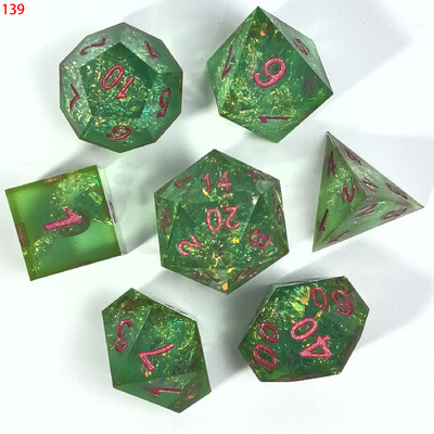 7 bucăți/set zaruri poliedrice din rășină, mai multe culori, zaruri cu muchie ascuțită, potrivite pentru jocuri de rol RPG, joc de cărți