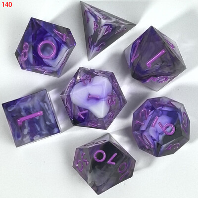 7 bucăți/set zaruri poliedrice din rășină, mai multe culori, zaruri cu muchie ascuțită, potrivite pentru jocuri de rol RPG, joc de cărți
