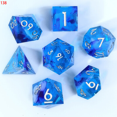 7 bucăți/set zaruri poliedrice din rășină, mai multe culori, zaruri cu muchie ascuțită, potrivite pentru jocuri de rol RPG, joc de cărți