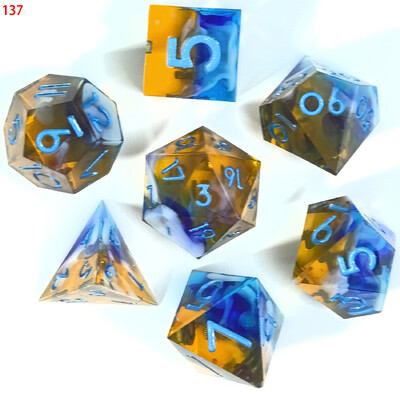 7 bucăți/set zaruri poliedrice din rășină, mai multe culori, zaruri cu muchie ascuțită, potrivite pentru jocuri de rol RPG, joc de cărți
