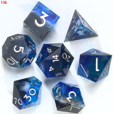 7 bucăți/set zaruri poliedrice din rășină, mai multe culori, zaruri cu muchie ascuțită, potrivite pentru jocuri de rol RPG, joc de cărți