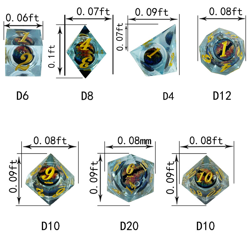 7Pcs/Set Dragon Eye Pomične kockice Digitalni dijamantni kalup Polyhedron Igračke Dodaci za zabavu za uređenje doma Stolna igra