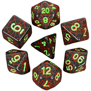 Spider Web Dice - Ιδανικό για επιτραπέζιο παιχνίδι Παιχνίδια ρόλων DND Σετ ζάρια D4 D6 D8 D10 D00 D12 D20 DICE