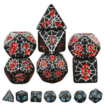 Spider Web Dice - Ιδανικό για επιτραπέζιο παιχνίδι Παιχνίδια ρόλων DND Σετ ζάρια D4 D6 D8 D10 D00 D12 D20 DICE