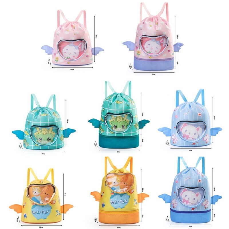 Suha mokra torba za plivanje Vodootporna slatka torba za pohranu iz crtića s pretincem za cipele Torba za rame za djecu velikog kapaciteta