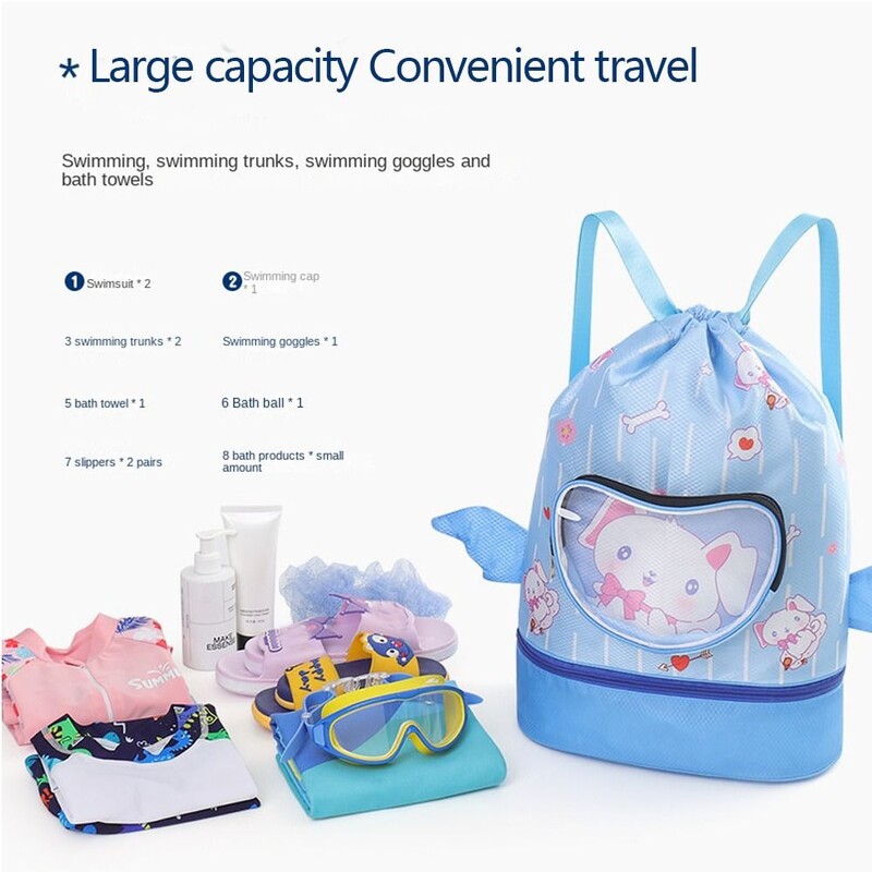 Suha mokra torba za plivanje Vodootporna slatka torba za pohranu iz crtića s pretincem za cipele Torba za rame za djecu velikog kapaciteta