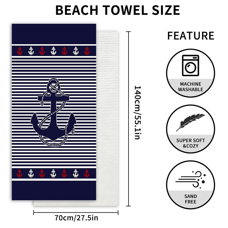 Ručnik za plažu od mikrovlakana Veliki upijajući ručnik za kupanje Brzosušeća krema za sunčanje za odrasle Djecu Putovanja Bazen Uzorak morske zvijezde