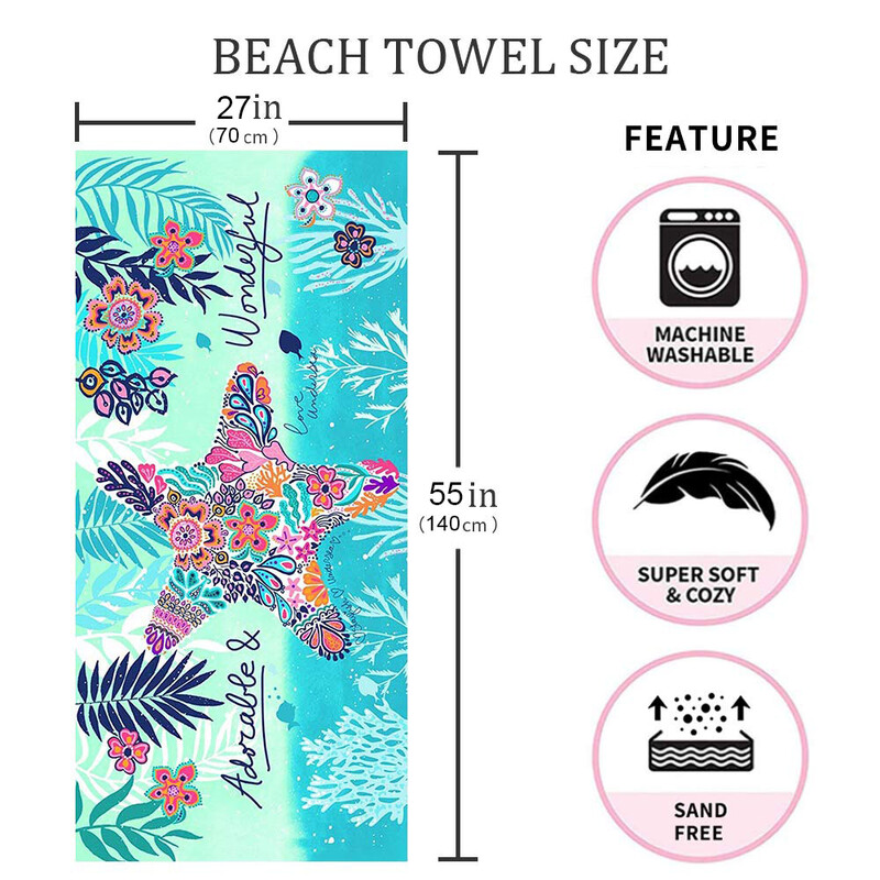 Ručnik za plažu od mikrovlakana Veliki upijajući ručnik za kupanje Brzosušeća krema za sunčanje za odrasle Djecu Putovanja Bazen Uzorak morske zvijezde