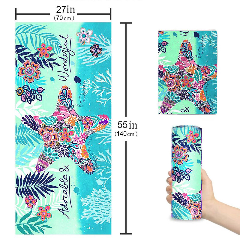 Ručnik za plažu od mikrovlakana Veliki upijajući ručnik za kupanje Brzosušeća krema za sunčanje za odrasle Djecu Putovanja Bazen Uzorak morske zvijezde