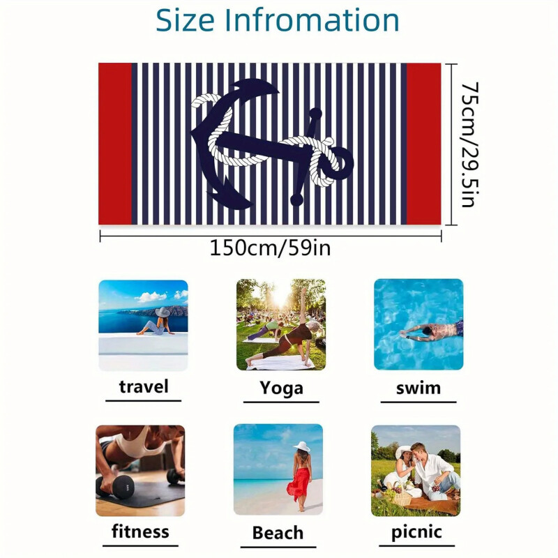 Mikrošķiedras sega Ātri žūstoši pludmales dvieļi, Lielizmēra absorbējošs ātri žūstošs, viegli pārnēsājams pludmales vannas dvielis ceļojumu brīvdienu paklājiņš