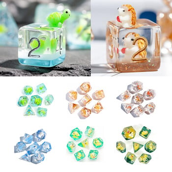 Νέο DND Upscale 7Pcs Resin Dice Set Polyhedral Inline Animal D4 D6 D8 D10 D12 D20 Dices για RPG επιτραπέζια παιχνίδια και επιτραπέζια παιχνίδια