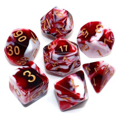 7 бр./компл. Червени бели полиедрични зарове за DND TRPG Комплект дигитални зарове Семейни партита Развлечения Настолна игра Консумативи за настолни игри