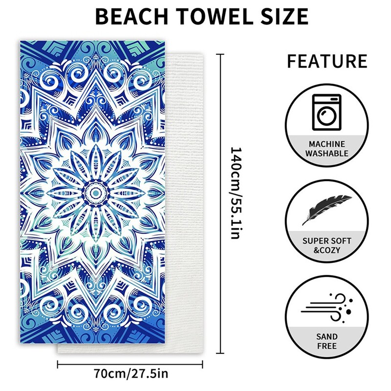 2 KOM Upijajući ručnik za plažu koji se brzo suši Ručnik od mikrovlakana Sportski ručnik za jogu Ručnik za plivanje Ručnik za kupanje s otisnutim tiskom 70X140 cm