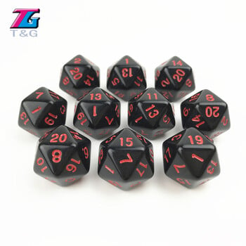 Digital Cube Dice Solid Black Red Color Polyhedral D4-D20 για επιτραπέζιο παιχνίδι RPG