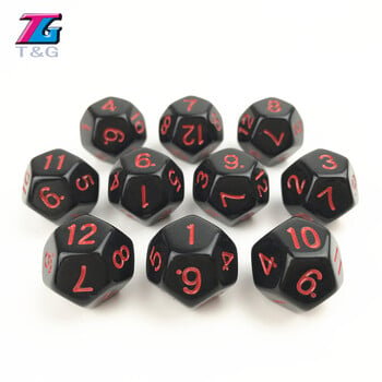 Digital Cube Dice Solid Black Red Color Polyhedral D4-D20 για επιτραπέζιο παιχνίδι RPG