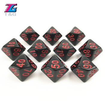 Digital Cube Dice Solid Black Red Color Polyhedral D4-D20 για επιτραπέζιο παιχνίδι RPG