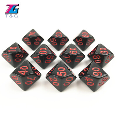 Digital Cube Dice Solid Negru Roșu Culoare Poliedric D4-D20 pentru Joc de masă RPG