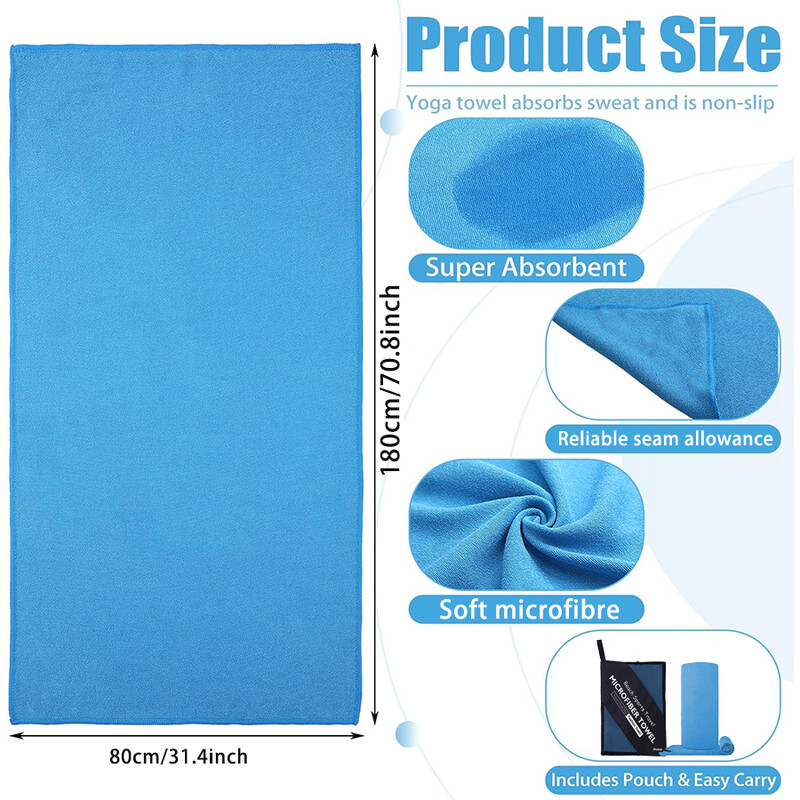 1-kom Veliki ručnik od mikrovlakana, savršen ručnik za putovanja, teretanu i kampiranje, ultra-upijajući za putovanja, plažu, tuševe, bazene