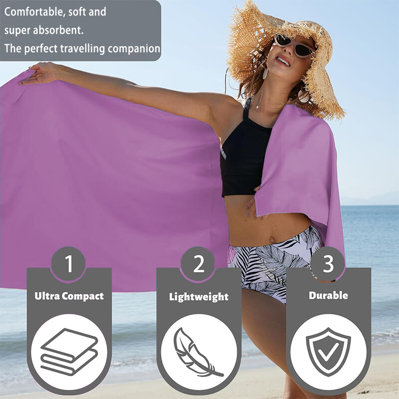1-kom Veliki ručnik od mikrovlakana, savršen ručnik za putovanja, teretanu i kampiranje, ultra-upijajući za putovanja, plažu, tuševe, bazene