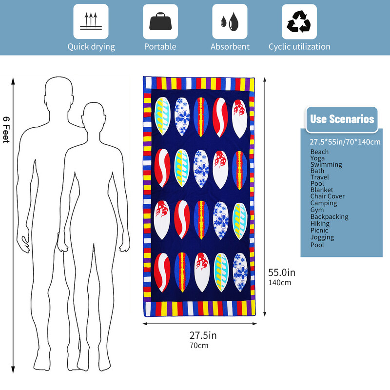 MUTAO Inel din microfibră Prosop de plajă imprimat Alpinism Yoga Plajă Înot alergare prosop moale absorbant