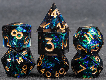 DnD Black Resin Dice Set, Χειροποίητο Polyhedral Dice Set for Dungeons and Dragons, d and d dice, Sharp Edged Resin D&D Dice Set