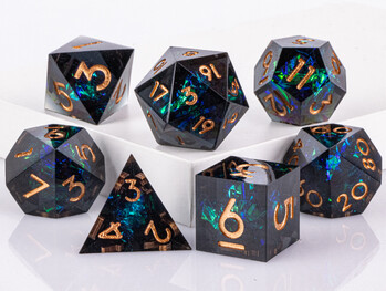 DnD Black Resin Dice Set, Χειροποίητο Polyhedral Dice Set for Dungeons and Dragons, d and d dice, Sharp Edged Resin D&D Dice Set