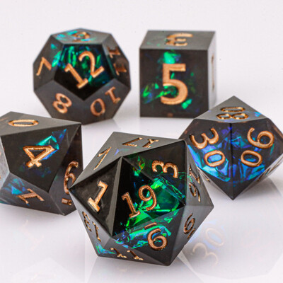 DnD Black Resin Dice Set, Χειροποίητο Polyhedral Dice Set for Dungeons and Dragons, d and d dice, Sharp Edged Resin D&D Dice Set