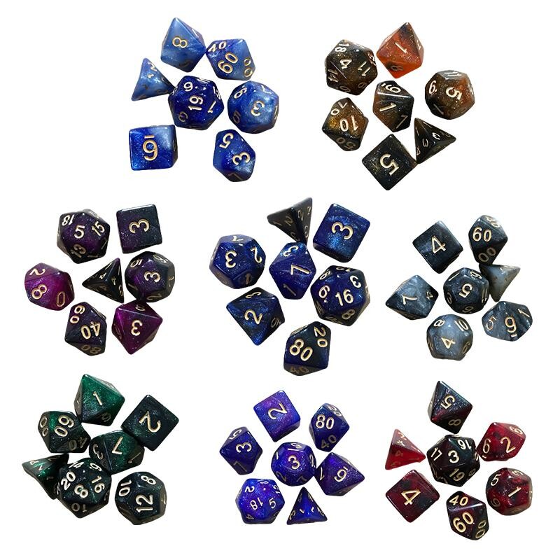 7pcs/set Polyhedral 7-Die Set kockica s izrezbarenim uzorkom D4 D6 D8 D10 D12 D20 Igra s kockicama Party Stolna uloga Rekviziti za igre za Noć vještica