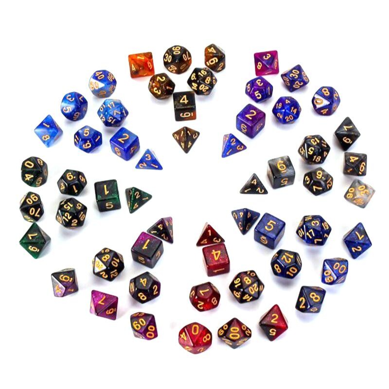 7pcs/set Polyhedral 7-Die Set kockica s izrezbarenim uzorkom D4 D6 D8 D10 D12 D20 Igra s kockicama Party Stolna uloga Rekviziti za igre za Noć vještica